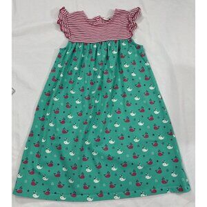 BEEBAY Girls Size 6yrs. Striped Round-Neck A-line Dress Whale Theme
